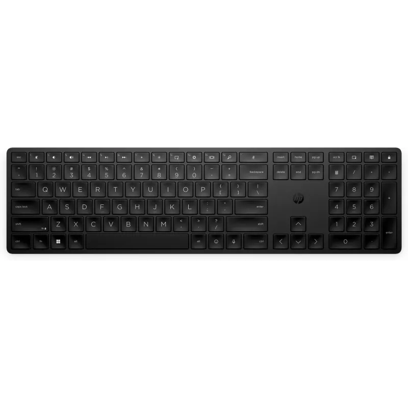 Teclado inalámbrico programable HP 455, tamaño completo (100 %), inalámbrico, RF Wireless, membrana, negro