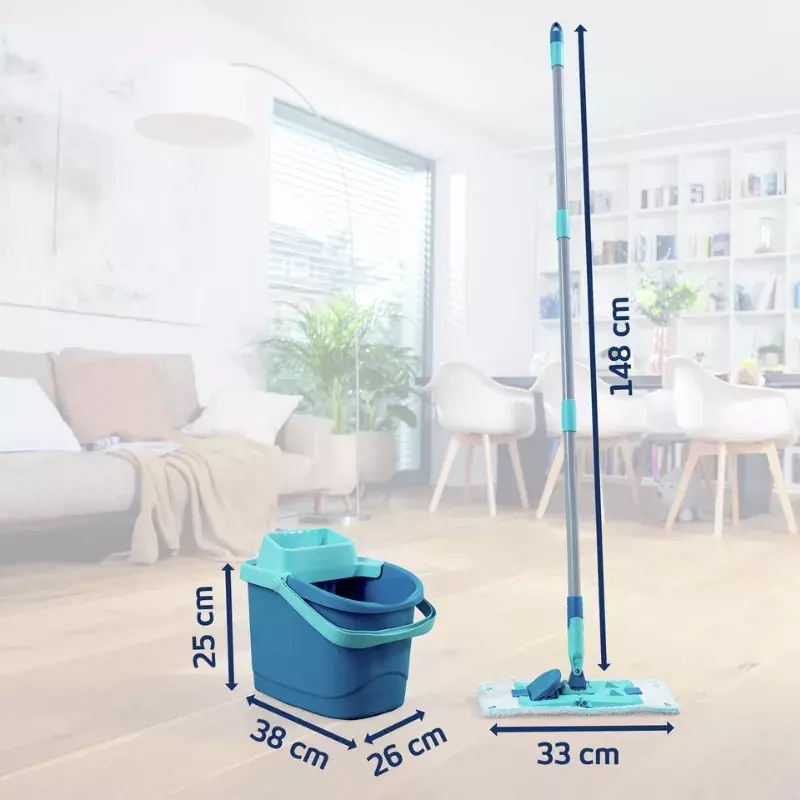 Set de limpieza de suelos Leifheit PowerClean M 1055510 con paño de microfibra y mango ajustable