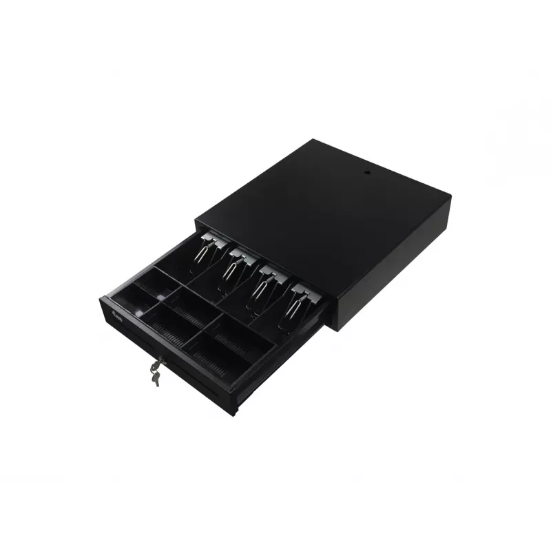 Cajón portamonedas Equip para sistemas punto de venta, 4 compartimentos para billetes/8 para monedas, bandejas de monedas extraíbles, conexión RJ11