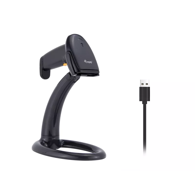Lector de códigos de barras de mano Equip USB 1D con soporte LED Cableado 1,8m