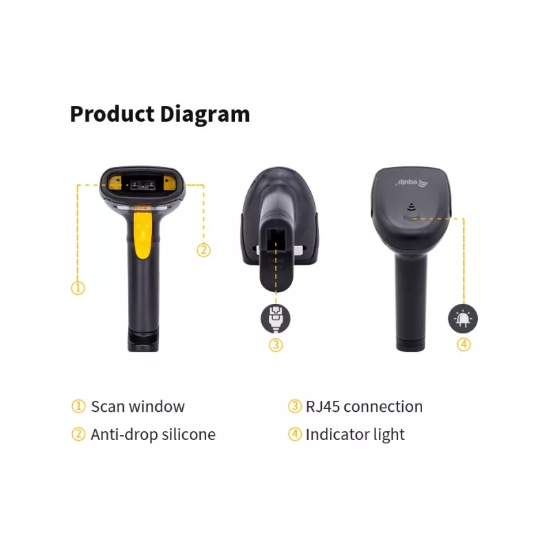 Lector de códigos de barras de mano Equip USB 1D con soporte LED Cableado 1,8m