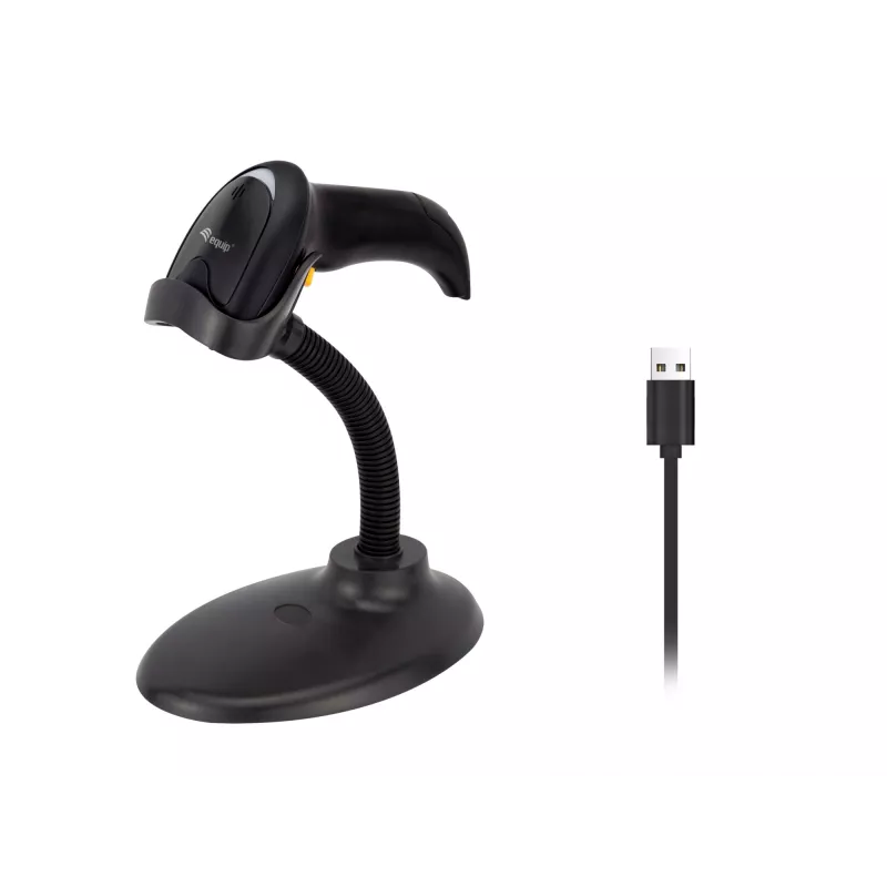Lector de códigos de barras de mano Equip 1D Láser USB cableado Negro ABS