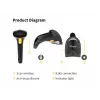 Lector de códigos de barras de mano Equip 1D Láser USB cableado Negro ABS