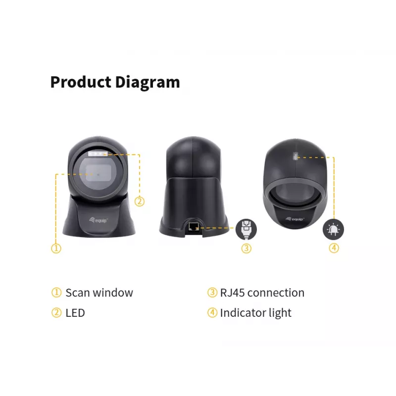 Lector de códigos de barras de sobremesa Equip USB 2D omnidireccional