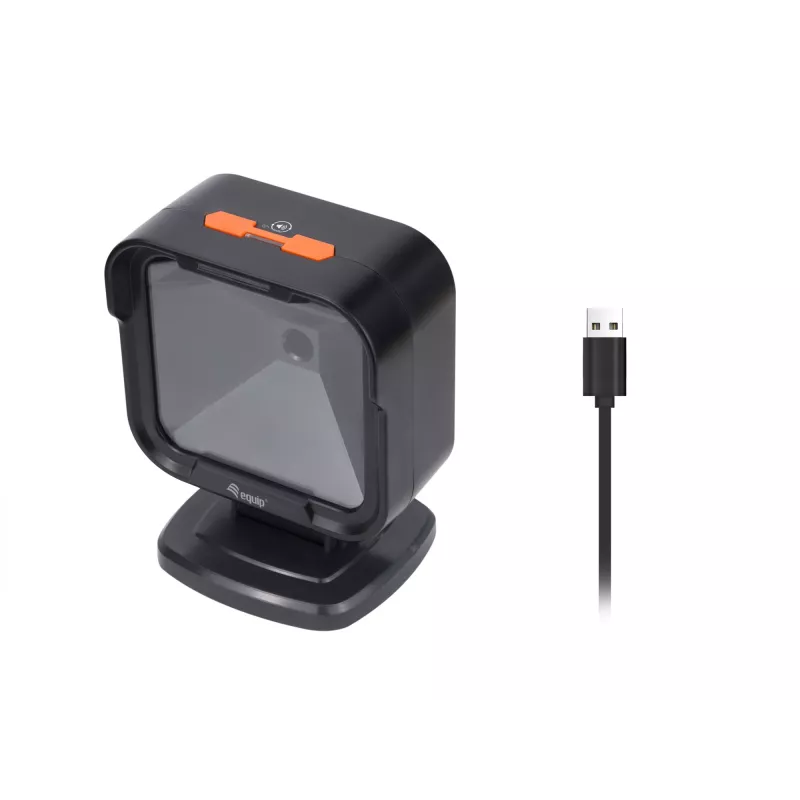 Lector de códigos de barras de sobremesa Equip USB 2D omnidireccional 1MP, lector de códigos de barras fijo