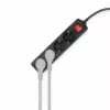 Regleta de enchufes ACT con interruptor iluminado, 4 tomas, 2 m, negra