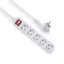 Regleta de enchufes ACT con interruptor iluminado y enchufe plano, 5 tomas, 1,5 m, blanca