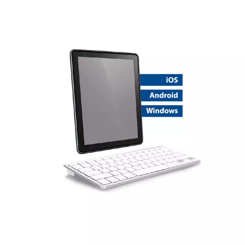 Teclado Bluetooth portátil ACT con distribución Azerty/BE, inalámbrico, blanco, 75%