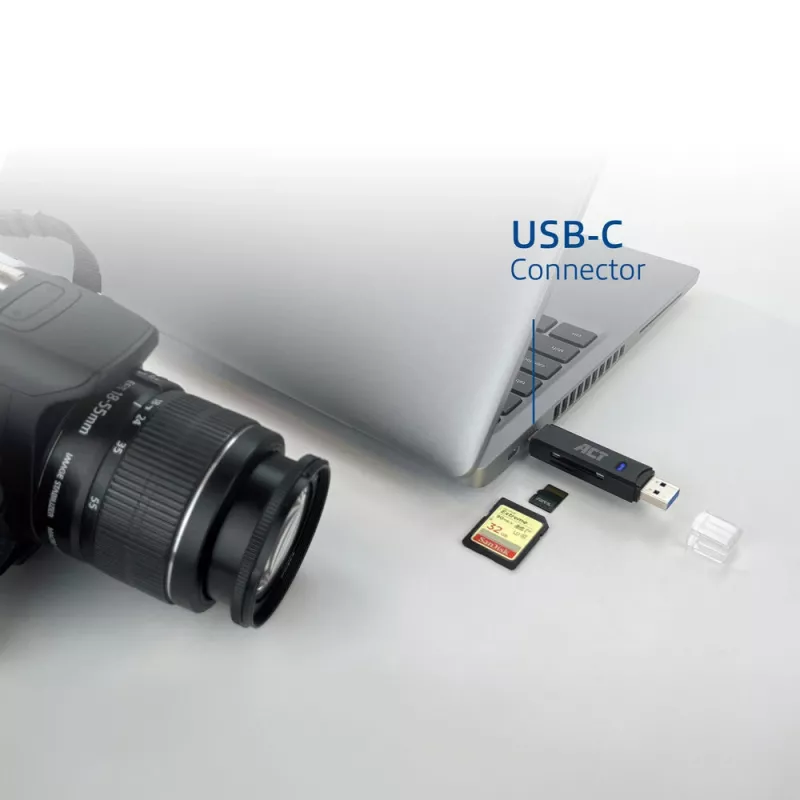 Lector de tarjetas ACT USB-C/USB-A 3.0 negro