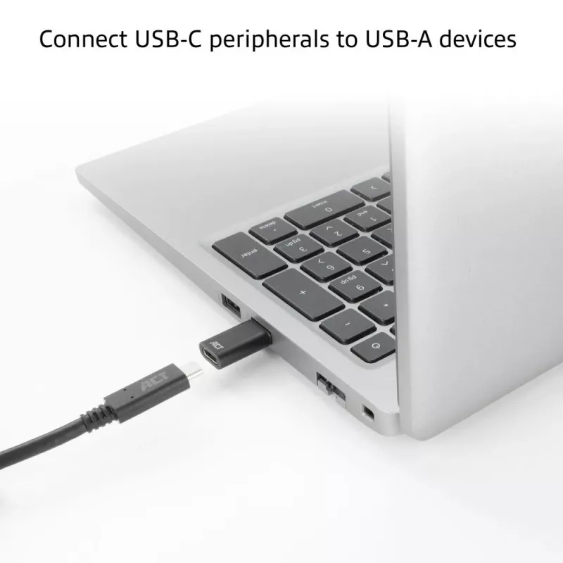 Adaptador de conector macho USB-A a conector hembra USB-C ACT AC7376 negro