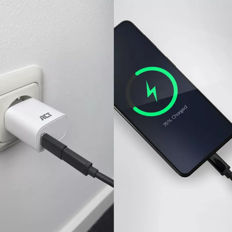 Adaptador de conector macho USB-A a conector hembra USB-C ACT AC7376 negro