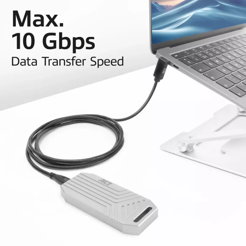 Cable ACT USB 3.0 10 Gbit/s 60 W de USB Type-C (recto) a USB Type-C (acodado arriba/abajo), 0,5 metros