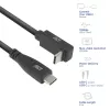 Cable ACT USB 3.0 10Gbps 60W de USB Type-C (recto) a USB Type-C (acodado arriba/abajo), 1 metro