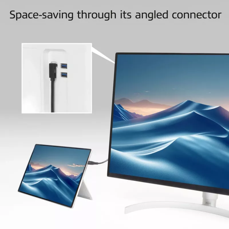 Cable ACT USB 3.0 10Gbps 60W de USB Type-C (recto) a USB Type-C (acodado arriba/abajo), 1 metro