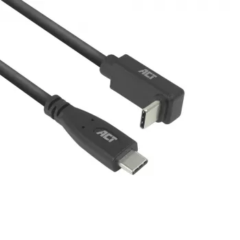 Cable ACT USB 3.0 10Gbps 60W de USB Type-C (recto) a USB Type-C (acodado arriba/abajo), 2 metros