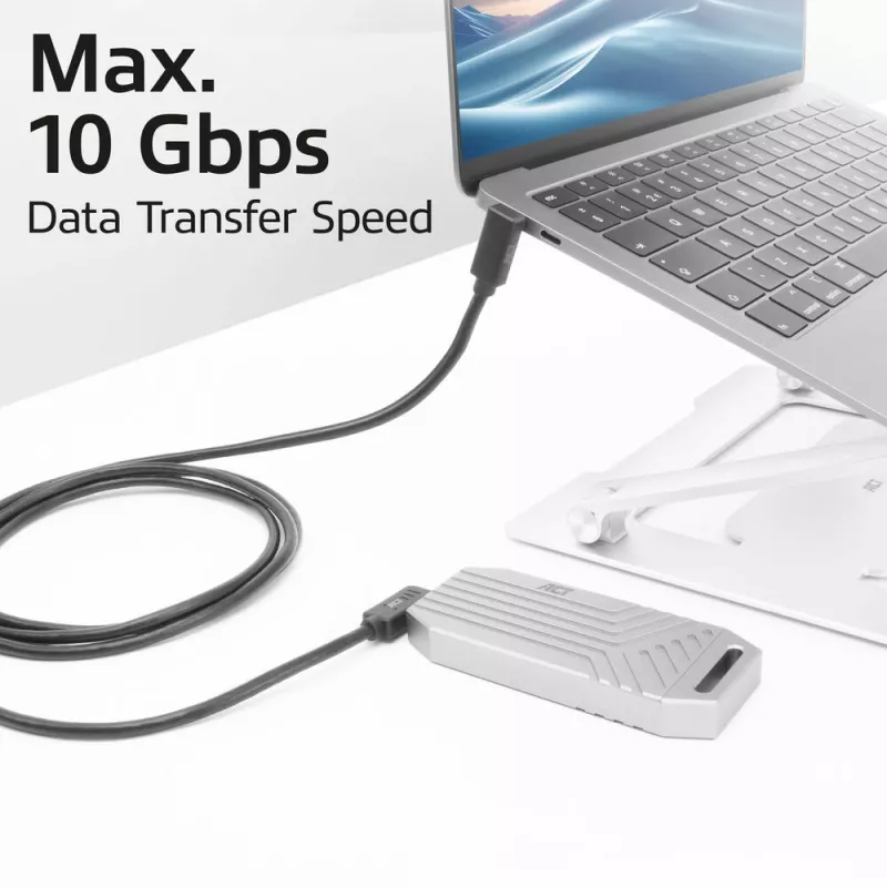 Cable ACT USB 3.0 10 Gbit/s 60 W de USB Type-C (acodado izquierda/derecha) a USB Type-C (acodado arriba/abajo), 1 metro