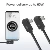 Cable ACT USB 3.0 10Gbps 60W de USB Type-C (acodado izquierda/derecha) a USB Type-C (acodado izquierda/derecha), 0,5 metros