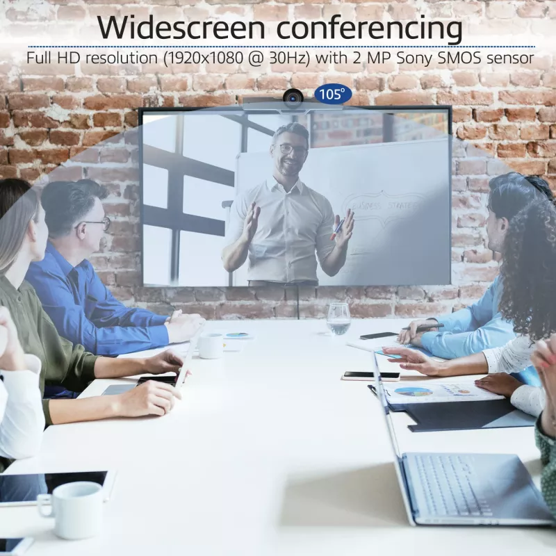 Cámara de conferencia ACT Full HD con micrófono, función de giro, inclinación y zoom