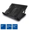 Soporte para portátil ACT con ventilador, 5 niveles de altura ajustables, hub de 2 puertos