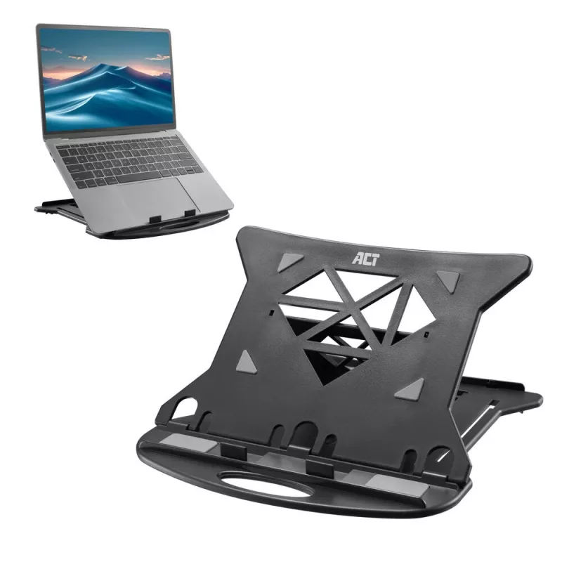 Soporte para portátil ACT AC8150 plegable con 7 alturas ajustables negro