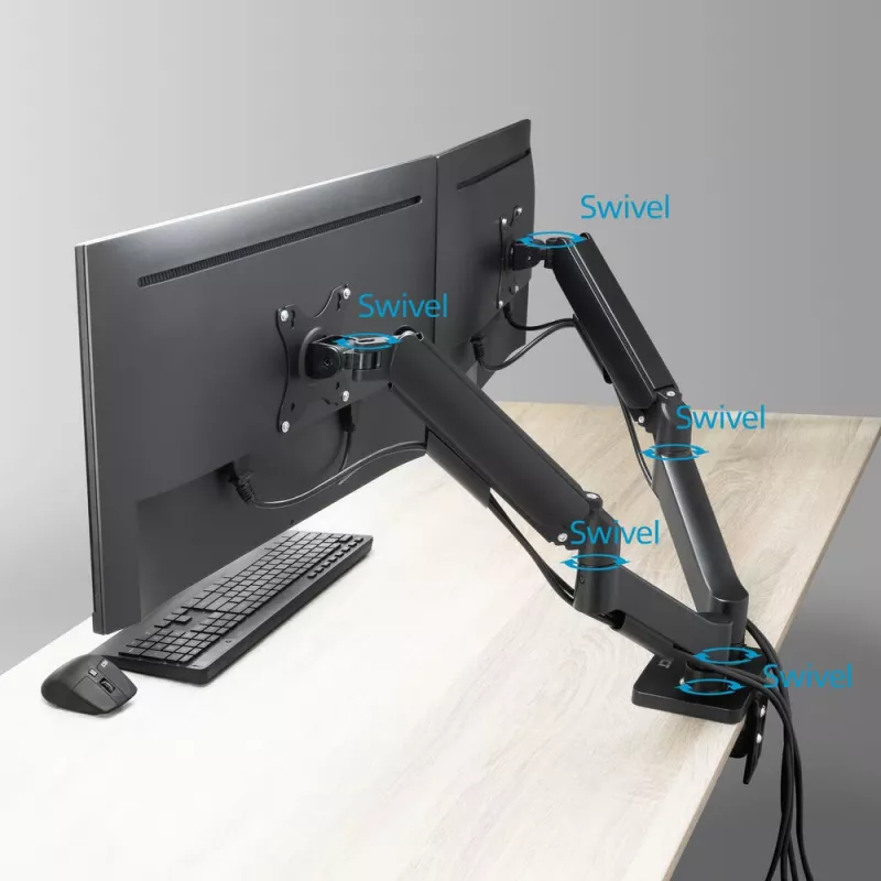 ACT Essentials AC8314 brazo para monitor, 35 pulgadas (88,9 cm), resorte de gas, 2 monitores