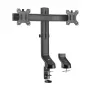 Brazo doble para monitor ACT de oficina con ajuste rápido de altura, pinza/pasacables, 14 kg