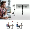 Brazo doble para monitor ACT de oficina con ajuste rápido de altura, pinza/pasacables, 14 kg