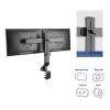 Brazo doble para monitor ACT de oficina con ajuste rápido de altura, pinza/pasacables, 14 kg