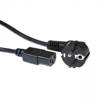 Cable de alimentación ACT con conector macho CEE 7/7 (acodado) - C13 negro 0,5 m