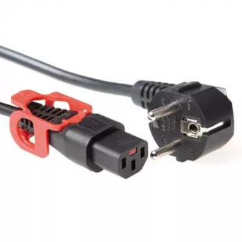 Cable de alimentación ACT con conector macho CEE 7/7 (acodado) - C13 IEC Lock+ negro 2 m, EL332S