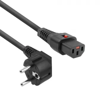 Cable de alimentación ACT con conector macho CEE 7/7 (acodado) - C13 IEC Lock negro 5 m, EL269S