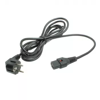 Cable de alimentación ACT con conector macho CEE 7/7 (acodado) - C13 IEC Lock negro 5 m, EL269S