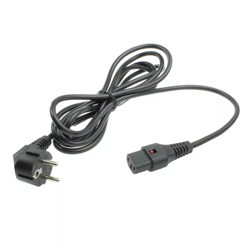 Cable de alimentación ACT con conector macho CEE 7/7 (acodado) - C13 IEC Lock negro 5 m, EL269S