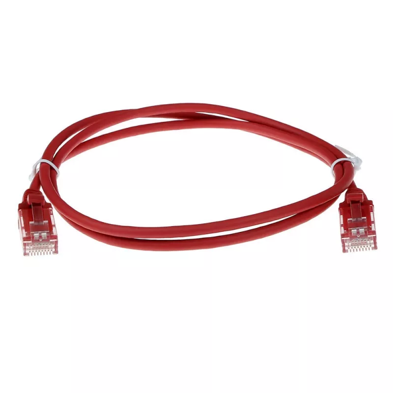 ACT Rojo 10 metros LSZH U/UTP CAT6 cable de red Slimline para centro de datos con conectores RJ45 y funda antirrotura