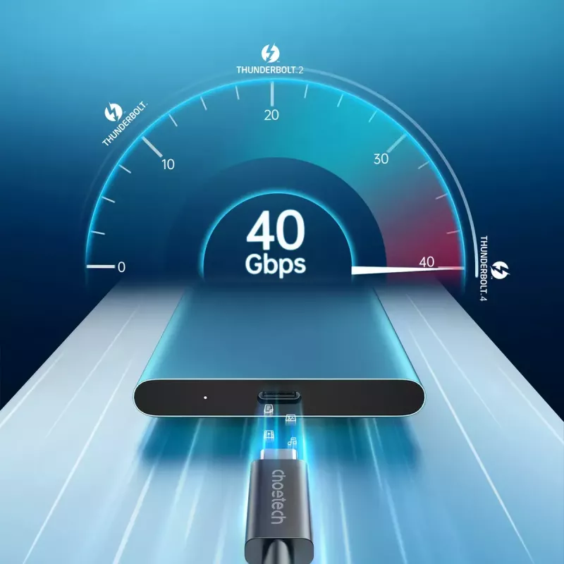 Cable USB-C a USB-C Thunderbolt 4 CHOETECH — 40 Gbit/s, 100 W de carga