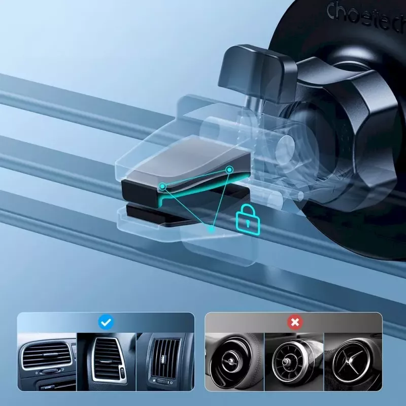 Soporte magnético para móvil en coche CHOETECH para iPhone 12, compatible con rejilla de ventilación, soporte compacto