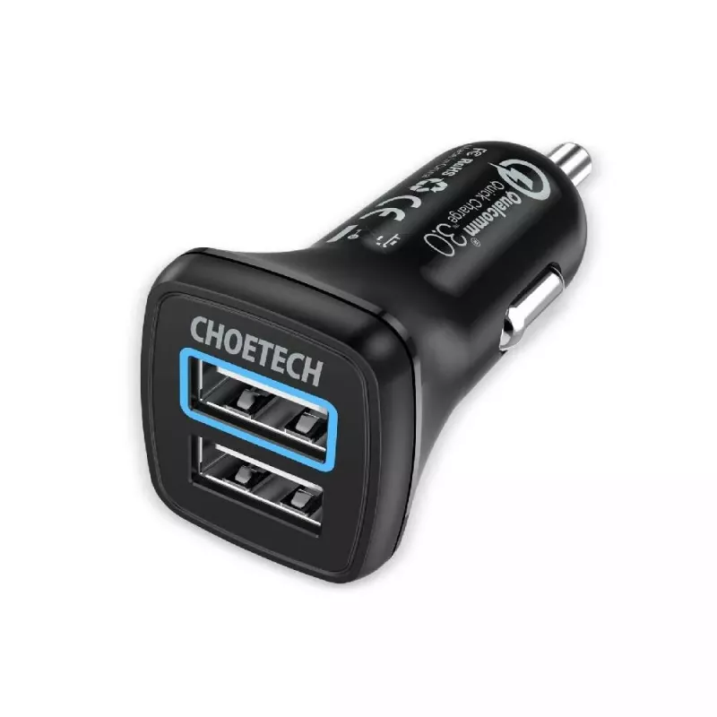 Fuente de alimentación CHOETECH C0051 dual USB-A 36W QC3.0, negro