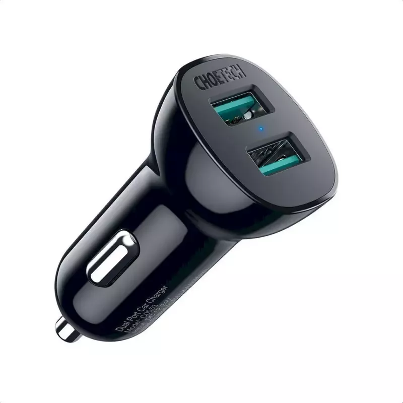 Fuente de alimentación CHOETECH C0051 dual USB-A 36W QC3.0, negro