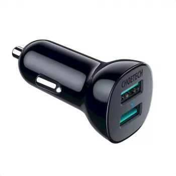 Fuente de alimentación CHOETECH C0051 dual USB-A 36W QC3.0, negro