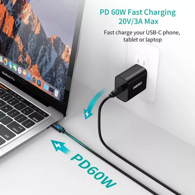 Cable USB Choetech CC0002 USB 2.0 1m USB-C negro