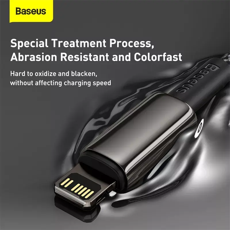 Cable Baseus Tungsten Gold 1 m negro Lightning a USB C