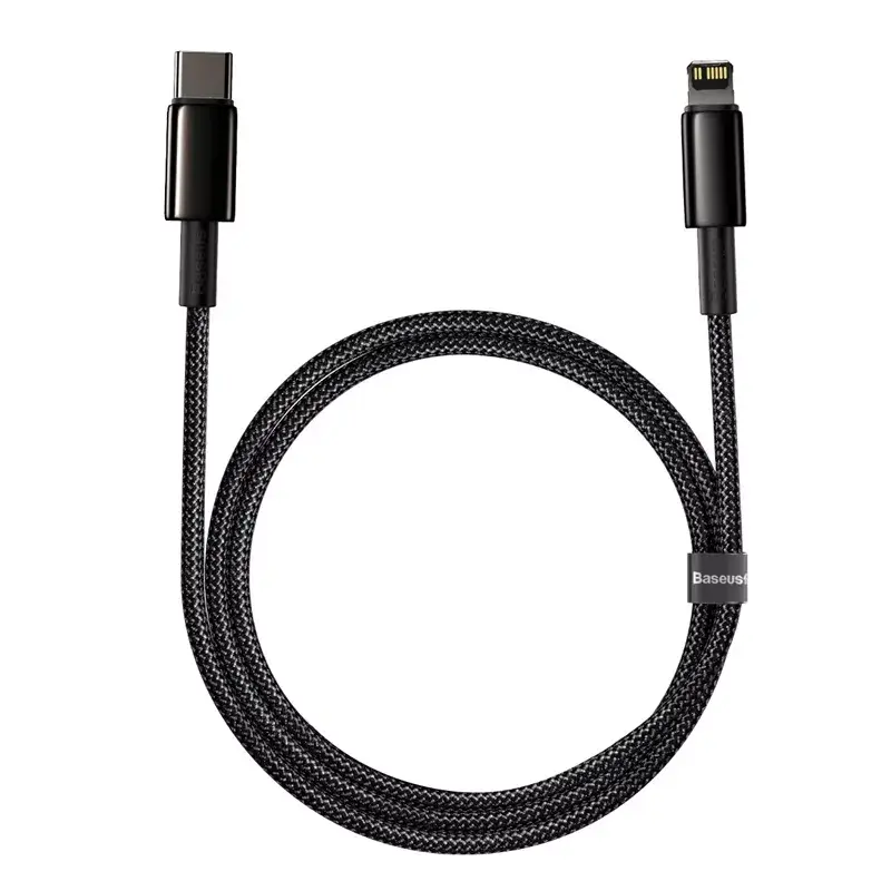 Cable Baseus Tungsten Gold 1 m negro Lightning a USB C