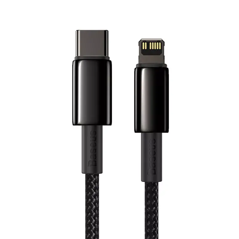 Cable Baseus Tungsten Gold 1 m negro Lightning a USB C