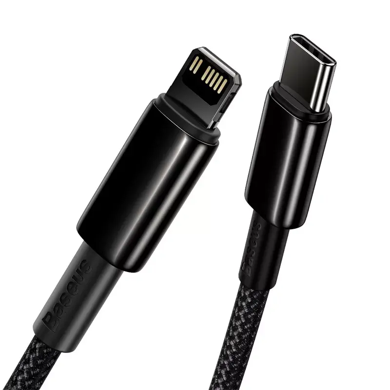 Cable Baseus Tungsten Gold 1 m negro Lightning a USB C
