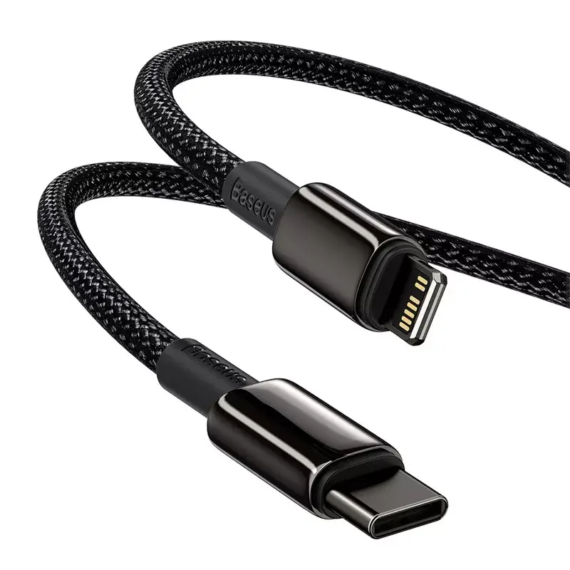 Cable Baseus Tungsten Gold 1 m negro Lightning a USB C