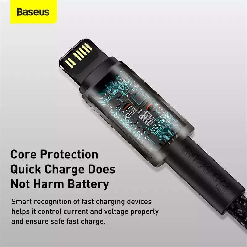 Cable Baseus Tungsten Gold 2 m negro Lightning USB C