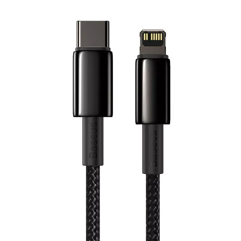 Cable Baseus Tungsten Gold 2 m negro Lightning USB C