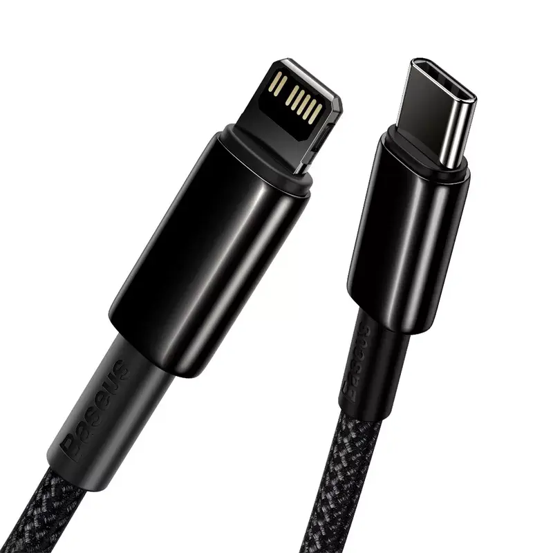Cable Baseus Tungsten Gold 2 m negro Lightning USB C