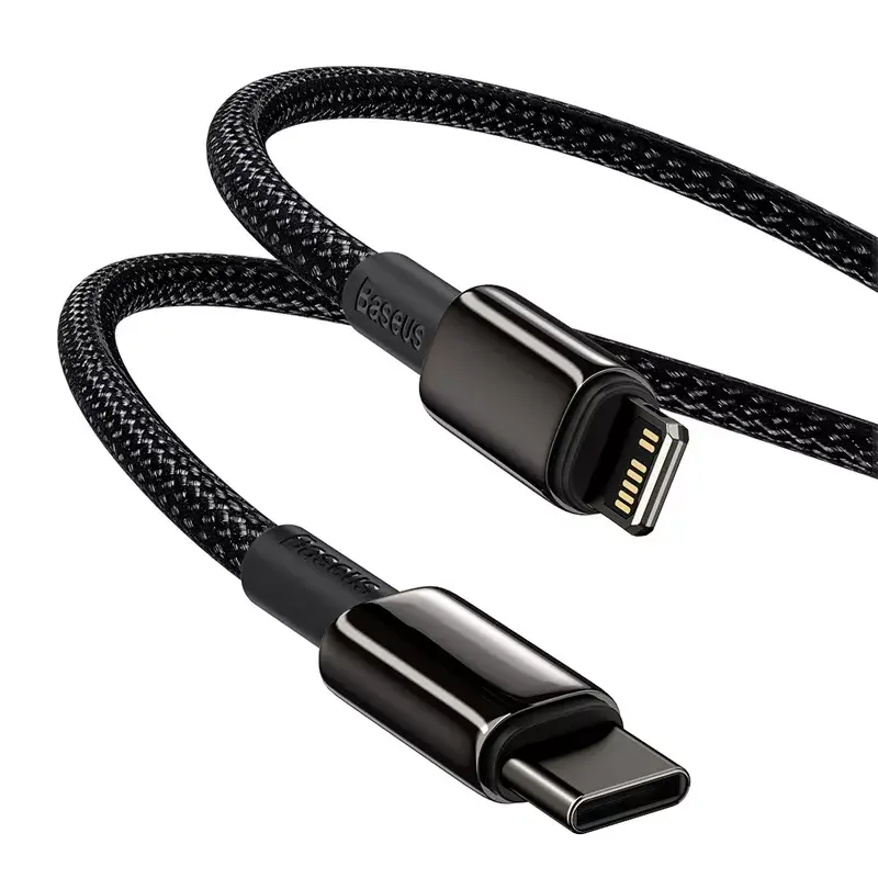 Cable Baseus Tungsten Gold 2 m negro Lightning USB C