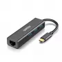 Adaptador USB Type-C a RJ-45 Ethernet con 3x USB Type-A CHOETECH HUB-U02BK